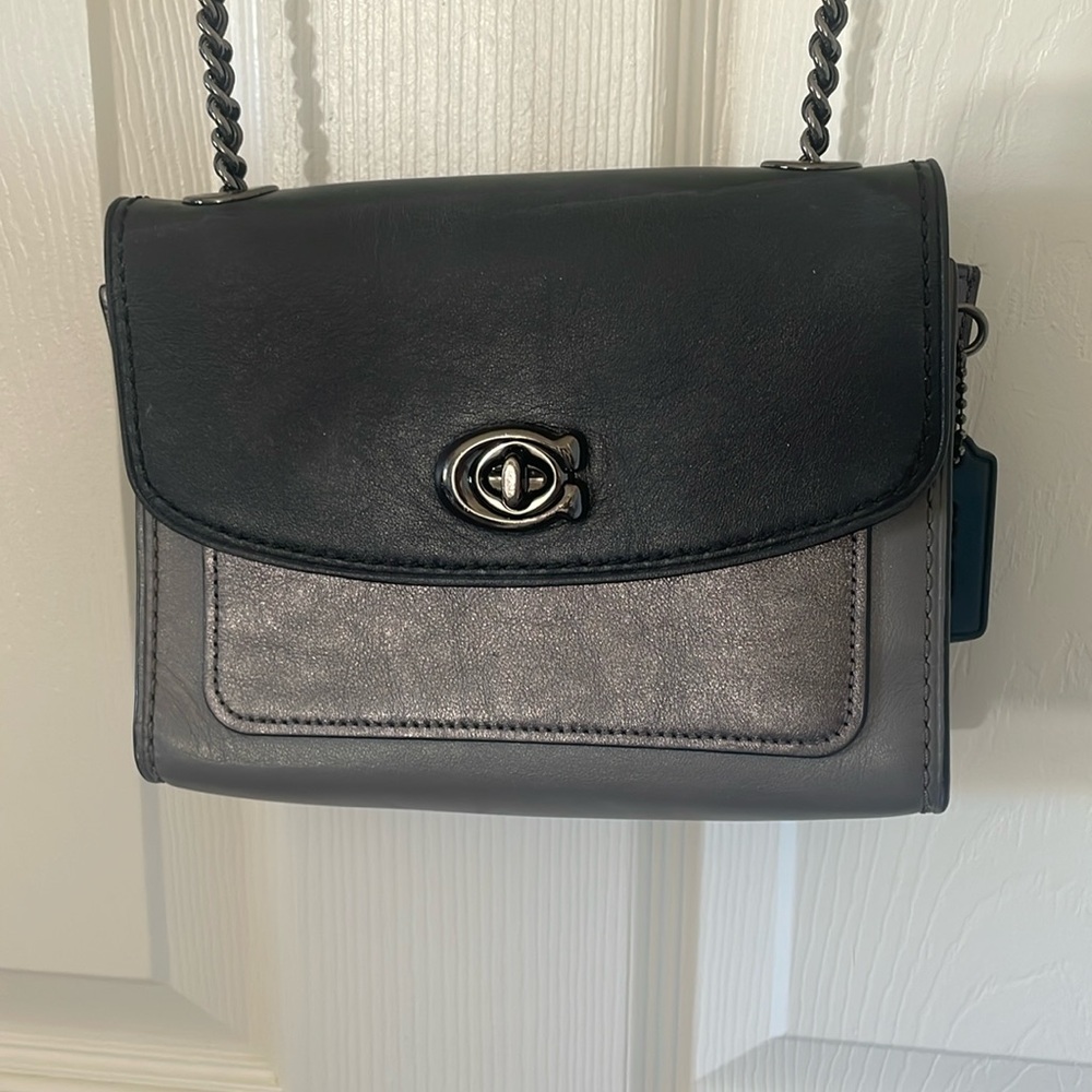 Coach Madison mini crossbody bag 2 way Turnlock closure grey shoulder purse